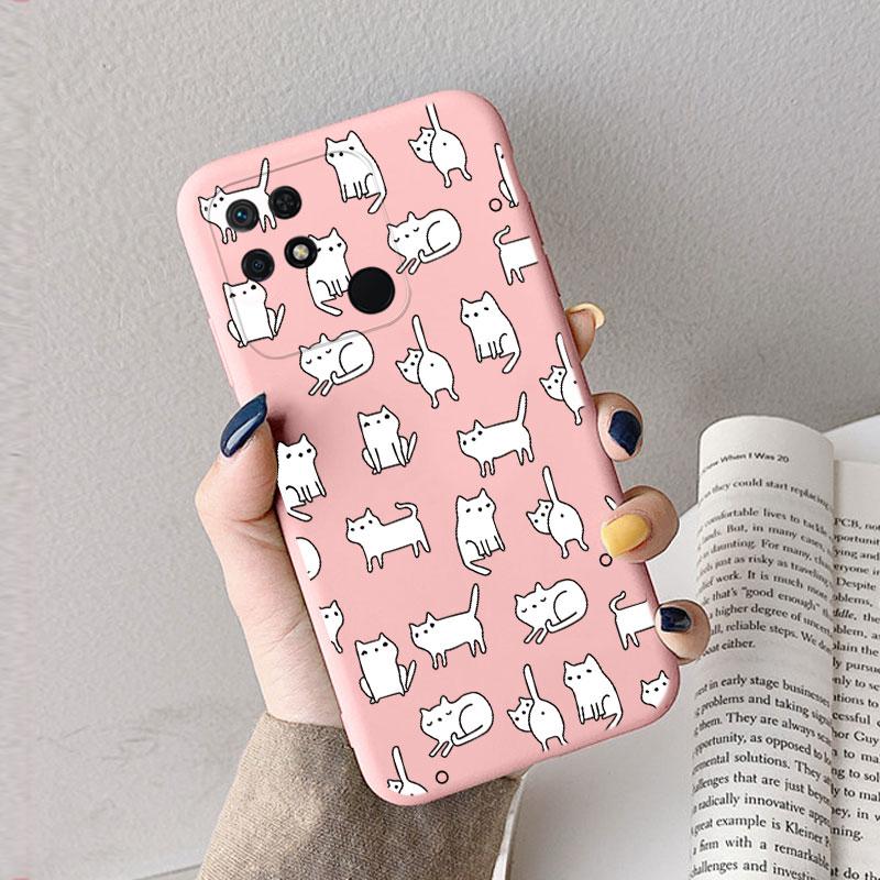 Case For Redmi 10 10C 10A Cute Heart Flower Back Cover Soft Silicone Matte Protective Funda For Xiaomi Redmi 10C Redmi10 Bag