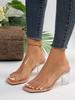 Summer new cool slippers outer wear thick heel high heel transparent one-word slippers crystal and half drag cool slippers