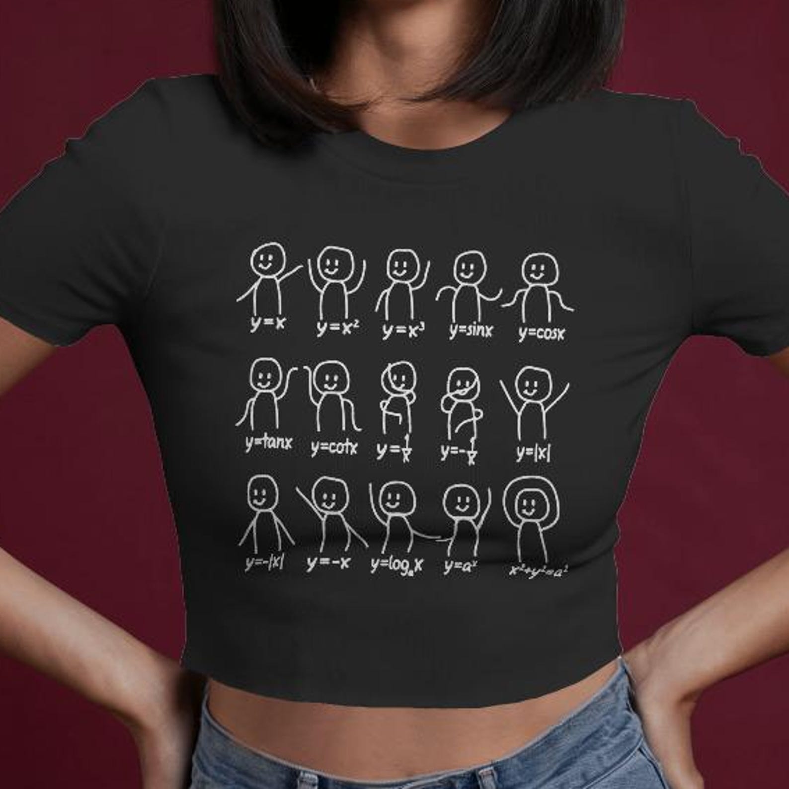 Funny Math Functions Baby Tee - Women’s Y2K Cropped T-Shirt S