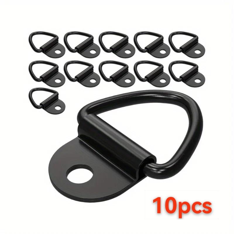 5/10pcs Black D Shape Pull Hook Tie Down Anchors Ring Iron Stainless Steel Cargo Tie Down Ring for Car Truck Trailers RV Boats