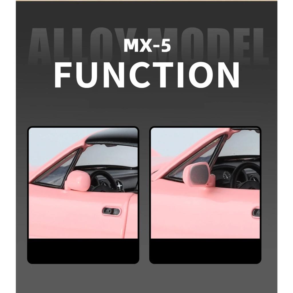 1/24 Mazda Miata MX5 Roadster Toy Car Model Diecast Alloy Metal Miniature Vehicle Model Sound & Light Collection Gift for Boy