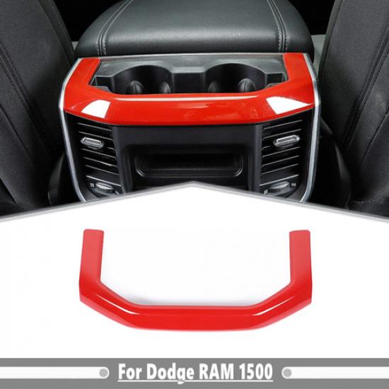 For Dodge Ram 1500 -2025 ABS Red Interior Rear Cup Holder Panel Trim Frame