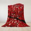 Crimson Bloom Flannel Blanket Warm Soft Halloween Christmas Couch Warm Cozy Decorative Decor Gift for All Season