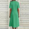 Women's Summer Fashion Casual Cotton-Linen Blend V-Neck Pocket Short-Sleeve Dress