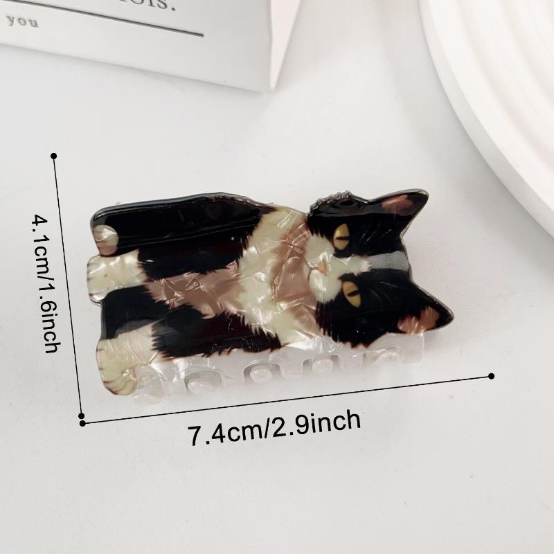 Cat Print Cute Hair Claw Clip Anti Slip Strong Hold Shark Clip for Girls Outdoor Sports Portable Hair Accessory