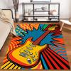 "Colorful Pop Art Style Electric Guitar Pattern Carpet for Home Decor" Suitable for Use As an Anti-slip for Living Room Bedroom Sofas