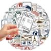 50 Stück Vintage Briefmarken Aufkleber Reise Weltberühmte Länder Regionen Wahrzeichen Aufkleber Dekorative Wasserdichte Vinyl Aufkleber für Gepäck