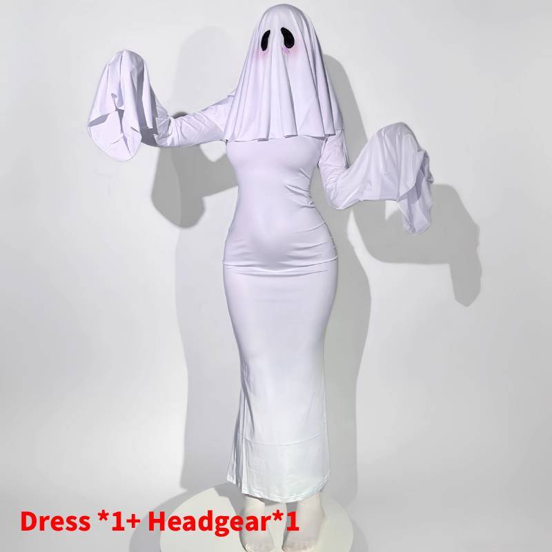 Ghost Girl Cosplay Dress For Halloween Party With Polyester And Spandex For Women