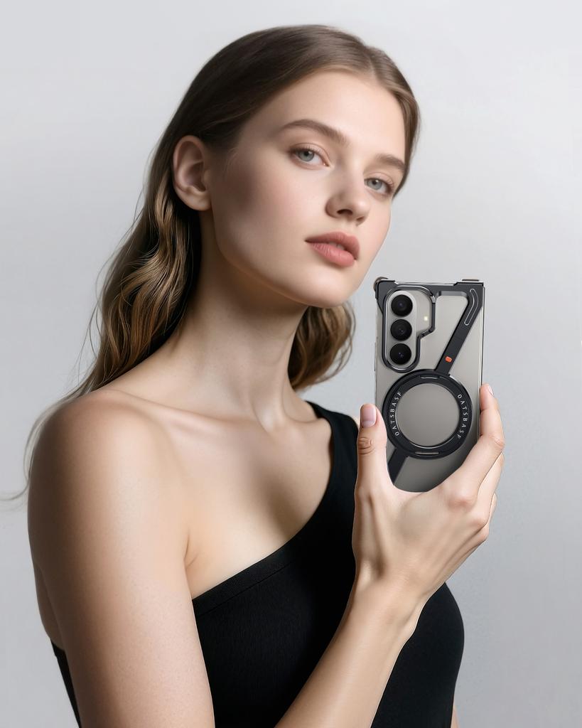 Oatsbasf Magnetic Metal Case for Samsung Galaxy Z Fold 7 Phone Case with 360° Rotatable Ring Stand Phone Cover Bumper Shockproof