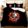 Skull Teen Comforter Cover King Queen Size,Halloween Skeleton Floral Duvet Cover Horror Gothic Black Soft Polyester Quilt Cover