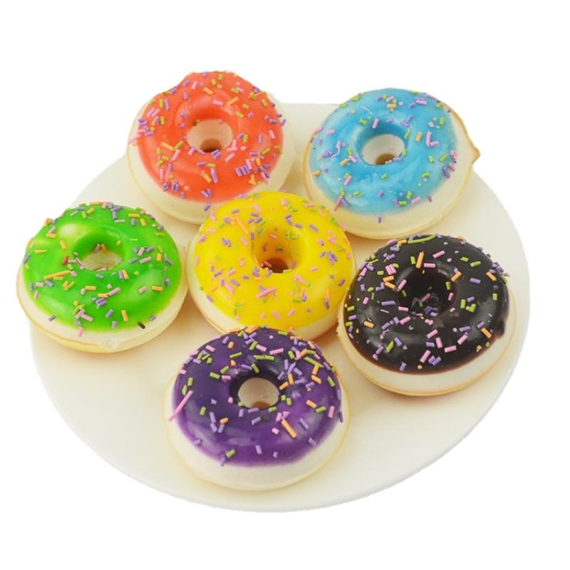 1pc Simulation Colorful 5cm Donuts Bread Fake Cake Fun Ornament Pendant Slow Rebound Toys  Playsets Fake Food Decor Photography Props