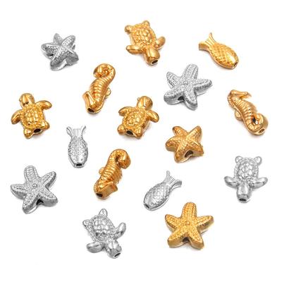 Stainless Steel Ocean Series Beads for DIY Jewelry - Color-Preserving Accessories for Bracelets & Necklaces