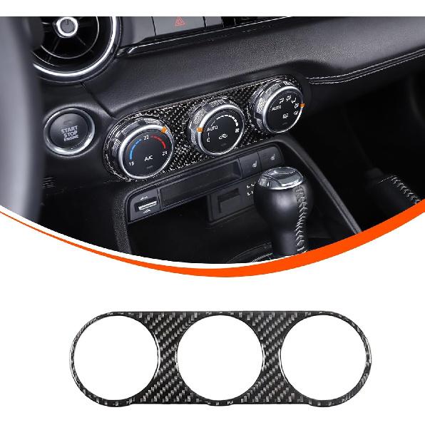 Center Dash AC Switch Cover Trim Frame Compatible with 2016-up Mazda MX-5 Miata Accessories,Carbon Fiber Style Air Conditioner Switch Panel Trim