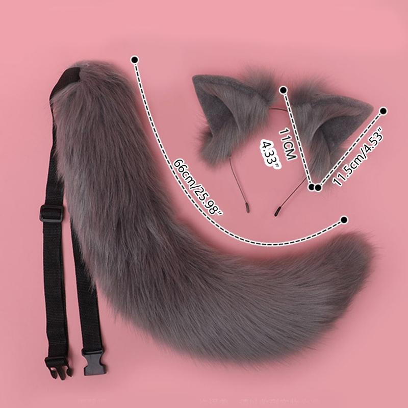 Lolita-Haarreifen mit Felltier-Motiv, Katzenohren, Schwanz-Set, Kawaii-Haarreifen für Halloween, Cosplay, Party-Accessoires