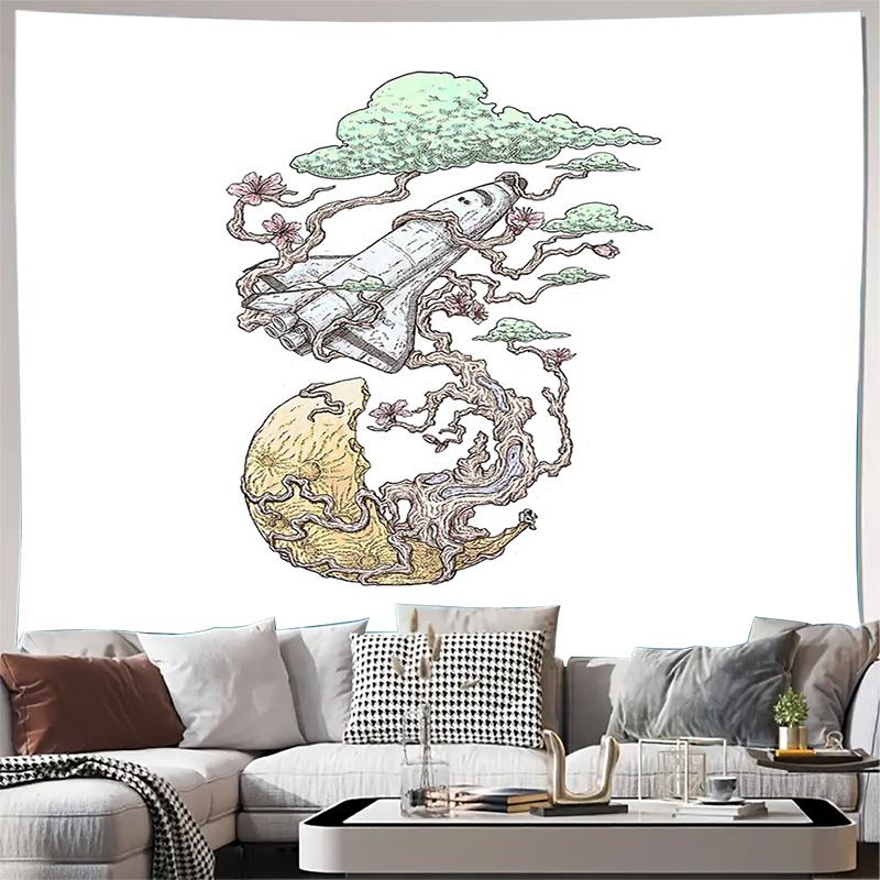 Bohemian Tapestry Wall Hanging Forest Aesthetic Room Decor Nature Landscape Wall Art Cottagecore Backdrop Mystical Home Textile 74x94cm(29x37in)