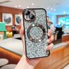 For iPhone 15 Case Compatible with MagSafe Bling Glitter Leopard Print TPU Clear Phone Cover