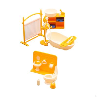 1/12 Puppenhaus Miniatur Badezimmerset, Toilette Waschbecken Badewanne, Puppenhausset