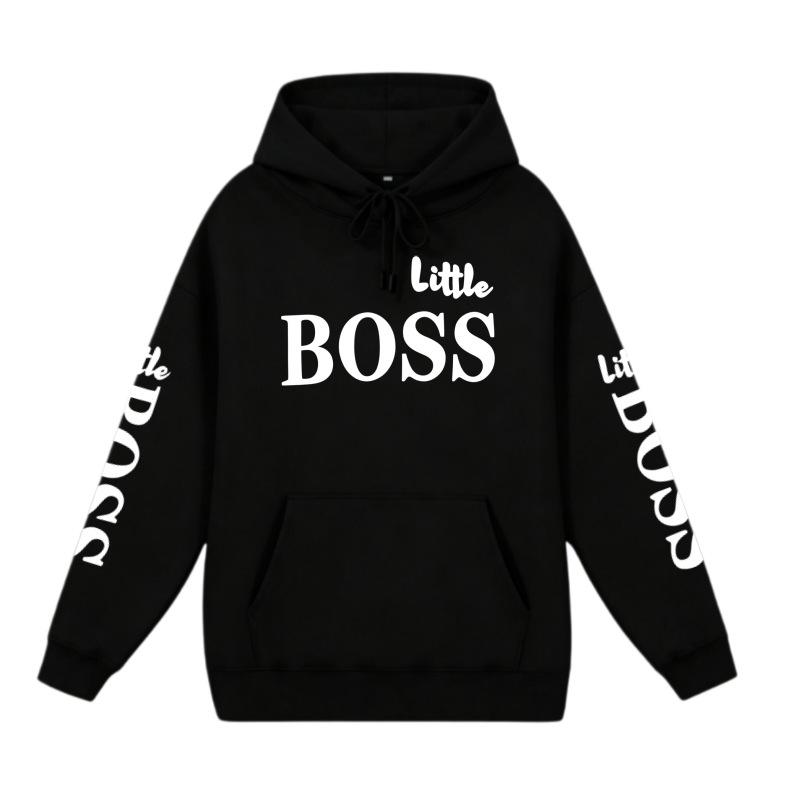 Trendy Kids' Letter Print Hoodie - 'Little Boss' Spring/Autumn Casual Sweatshirt for Boys & Girls