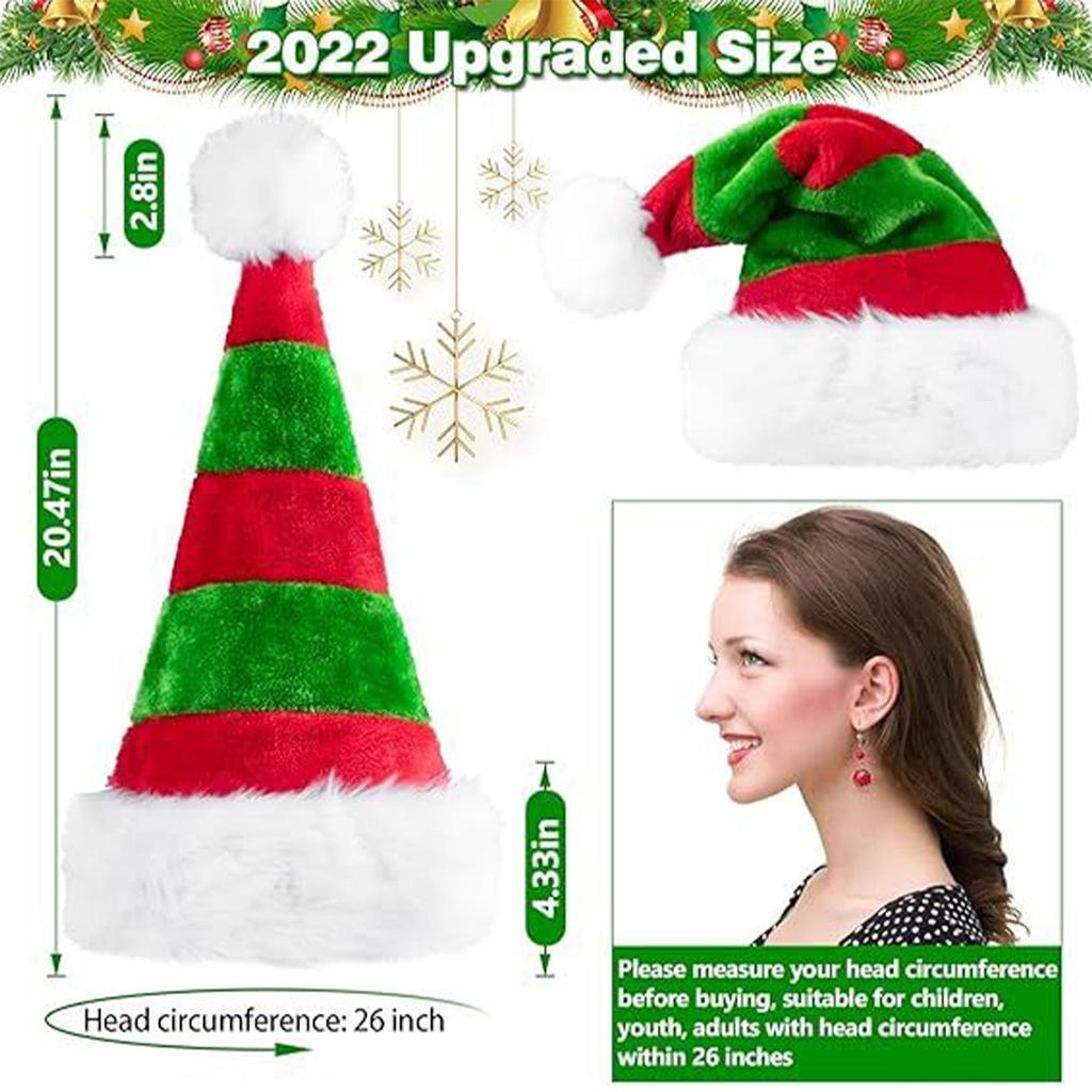 Santa Hat Christmas Red Green Headwear Classic Festive Costume Hats For Adults Men Women Photoshoot Caroling Office Festive