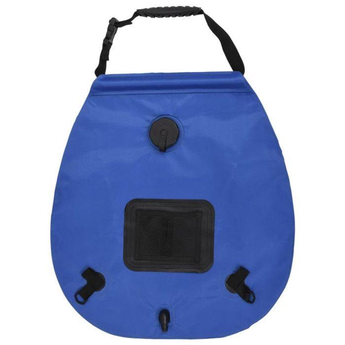 Sac de douche de camping - VIDAXL - 20 L - PVC - Bleu - Chauffage solaire rapide