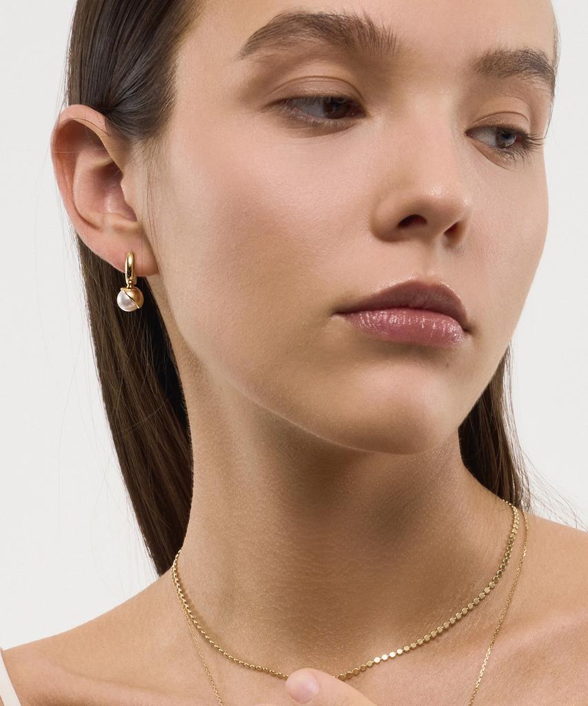 Lisse [925 Silver] Dot Pearl Hoop E