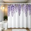 Watercolor Purple Wisteria Shower Curtain 1Pc Polyester 70.8X70.8 Inch Hanging Blooms On Ivory Background Bathroom Decor