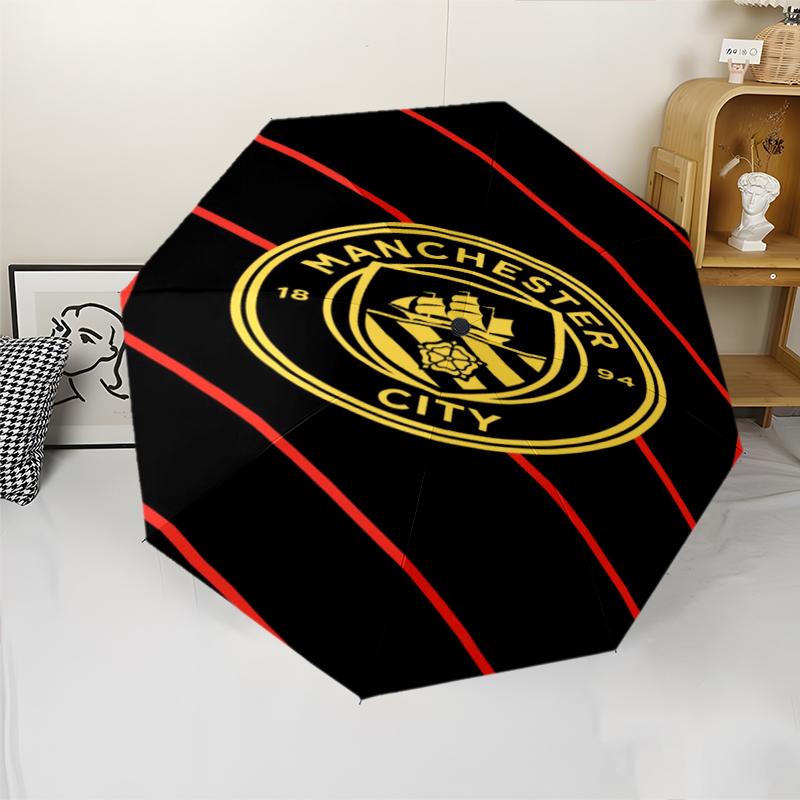 Manchester City Theme Automatic Umbrella, Lightweight & Portable, 8 Rib, Perfect for Outdoor Travel, Birthdays, Christmas, Gifts.