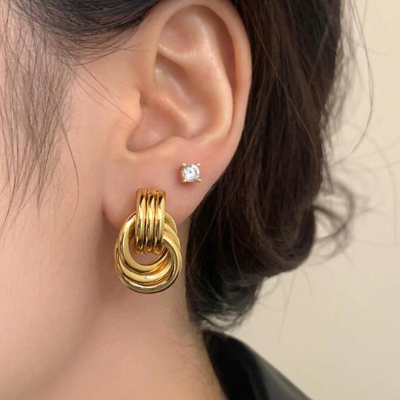 Modische Creolen Ohrringe Gold Silber Geometrische Designs Bequem zu tragen Schmuck für Frauen Modern und Elegant