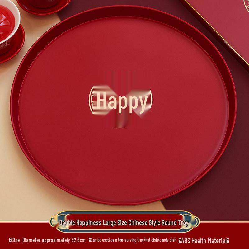 Red Wedding & Celebration Candy Tray: Fruit & Tea Ceremony Serving Plate
