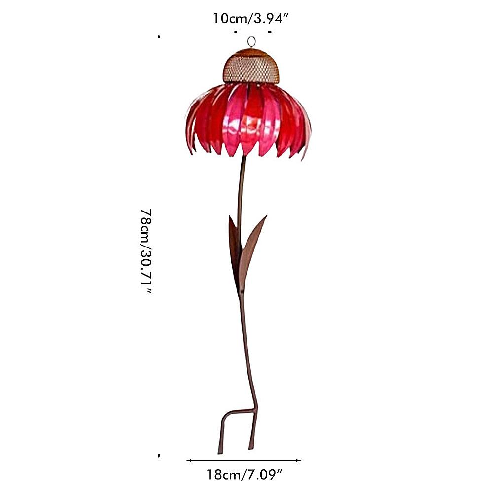 Coneflower Bird Feeder Iron Standing Bird Feeder Backyard Flower Pole Bird Feeder Garden Art Metal