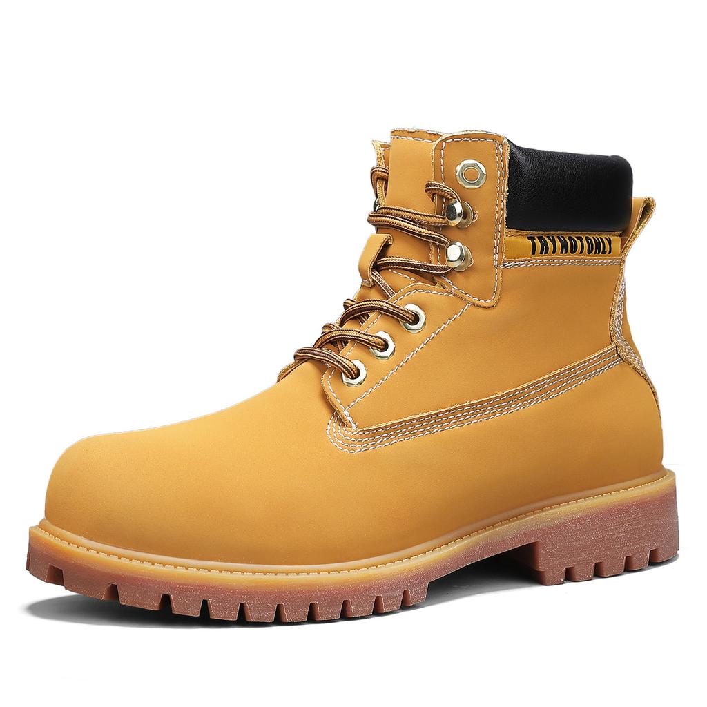 Boots Men's New American Tooling Leather Shoes Men's Casual Leather Middle Help Couple Martin Boots Big Yellow Boots