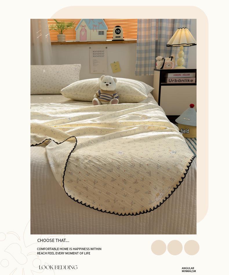 Class A Full Cotton Double Layer Gauze Bed Sheet & Pillowcase Set (3-Piece) for All Seasons