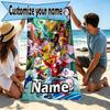 Custom Name Personalized Power Rangers Print Beach Towel, for Trip Camping Beach Party Home Decor, Birthday Gift for Family & Friends