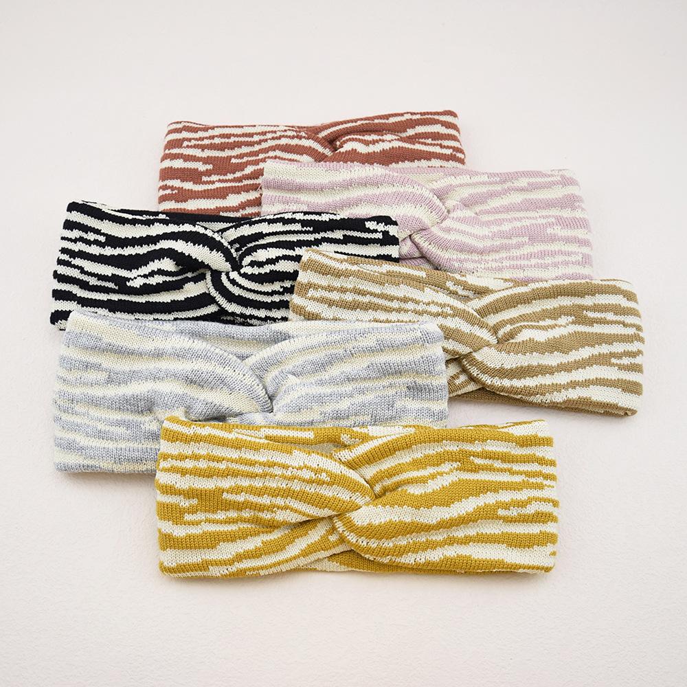 Striped Knit Headband for Women Crochet Ear Warmer Soft Warm Turban Headwrap Stretch Headbands Winter Hair Accessories