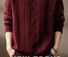 Luxury Cable Knit Round Neck Pullover for Men - Trendy Autumn/Winter Loose Fit Sweater