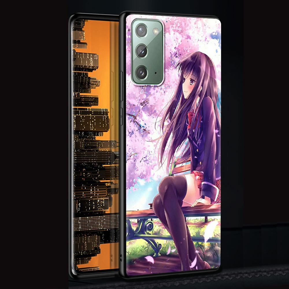 Anime Plum Cherry Blossom Girl Case for Samsung Galaxy Note 20 Ultra 10 Lite 9 8 A12 A52 A51 S20 FE Black Soft Phone Coque