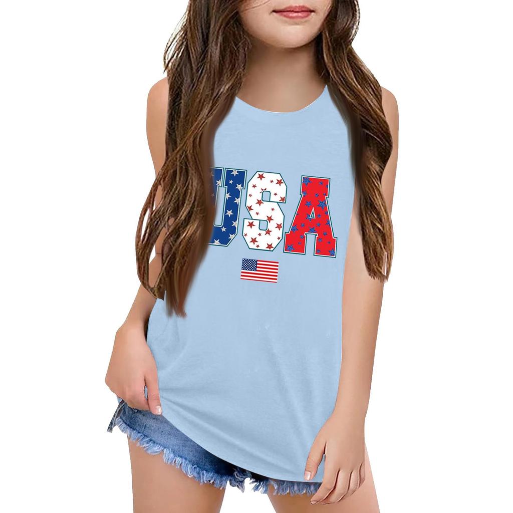 Mädchen Kinder Sommer Rundhals Ärmellose Shirts Tanktops