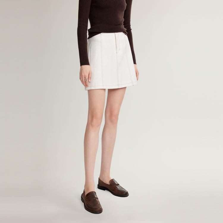 ELLE French Design High-Waisted A-Line Short Skirt Unique Casual Skirt Women skirts Off-White ER48708