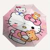 Hello Kitty,Bow Automatic Folding Umbrella-Simple 8-Rib Design, Bright Cartoon Pattern, Durable Iron Frame, Suitable For Travel, Outdoor, Be