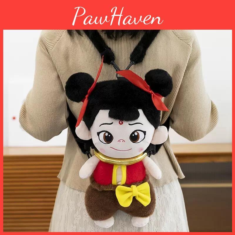 Ne Zha 2 Themen Niedlicher Cartoon Plüsch Rucksack Gewölbte Schulter Kindergurte