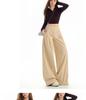 2025 Women's Autumn Khaki Wide-Leg Casual Drapey Floor-Length Pants