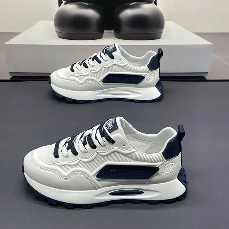 Fashion 2025 Summer New Men's Shoes Mesh Breathable Sports Two Tone Shoelaces Casual Shoes Trendy Versatile Thick Soled Sports Shoes
