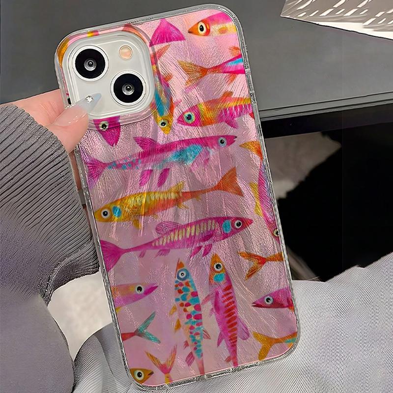 Ozean Minimalistisches Fischmuster Feder Handyhülle Für Redmi 14 13 12 11 Pro 5G Xiaomi Redmi Note 14C 13C 15C 13 14 10 12 4G Hülle