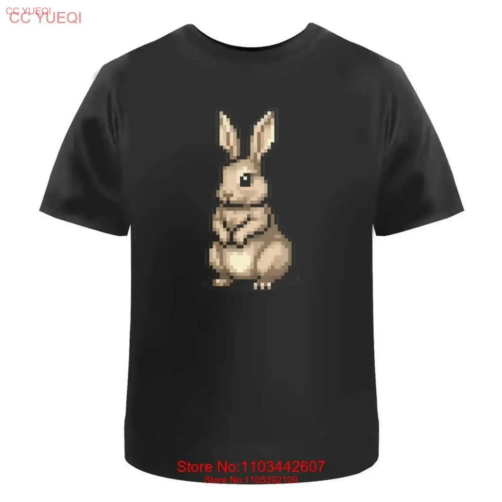 Rabbit Pixel Art Cotton T Shirt Ta044003 Vintage Washed Designer Clothes Soft Fashion Top For Everyday Wear Homme Graphic