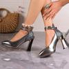 Spring and Summer Elegant Rhinestone Decorated Sexy Fashionable Women's Shoes Comfortable Casual High Heels Chaussure Femme