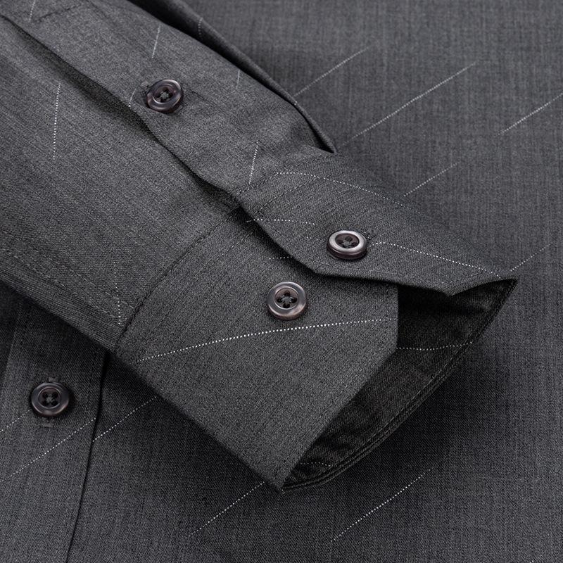 Camicia da uomo non stirabile, casual da lavoro, con fondo a camicia, camicia a maniche lunghe primaverile e autunnale