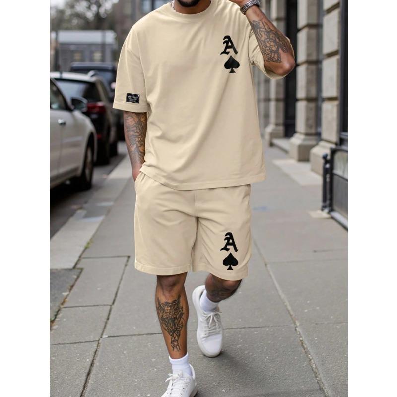 Summer Men's Sportswear Short Sleeve T-shirt Suit Two-piece Outdoor Travel Clothing Oversized Man Shorts Training Clothes