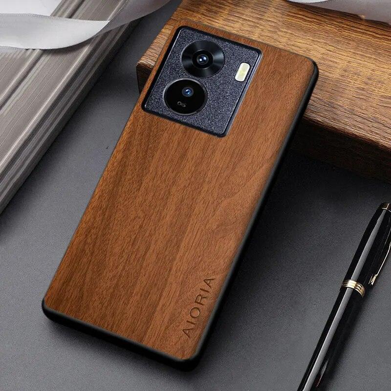 Vivo Iqoo Z7 Z5 için kılıf yüksek kaliteli ahşap bambu desen PU deri telefon kılıfı vivo iqoo z7 kılıfı