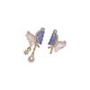 Fashion Asymmetric Butterfly Earrings for Women Cute Sweet Rhinestone Pearl Pendant Earrings Lady Party Jewelry Gift