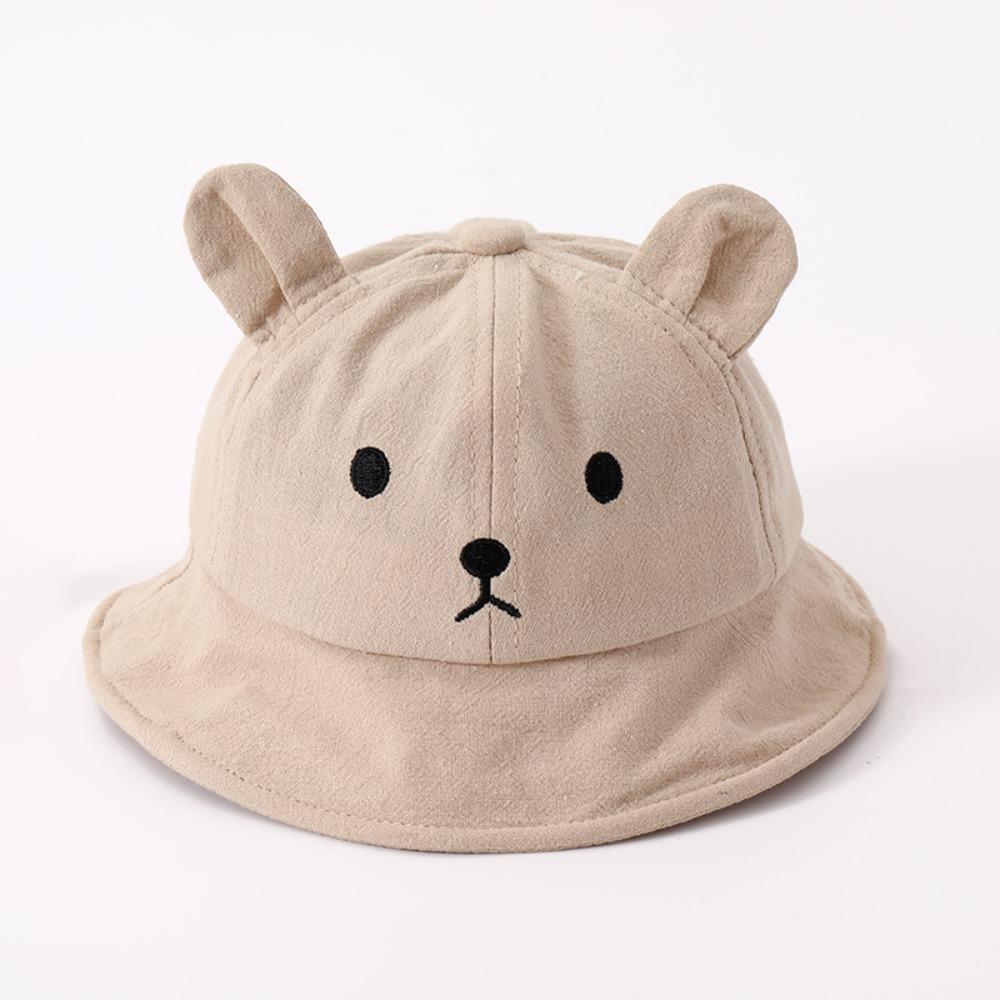 Solid Color Baby Bucket Hat Cotton Boys Girls Sunhat Cute Baby Bear Hat  Toddler